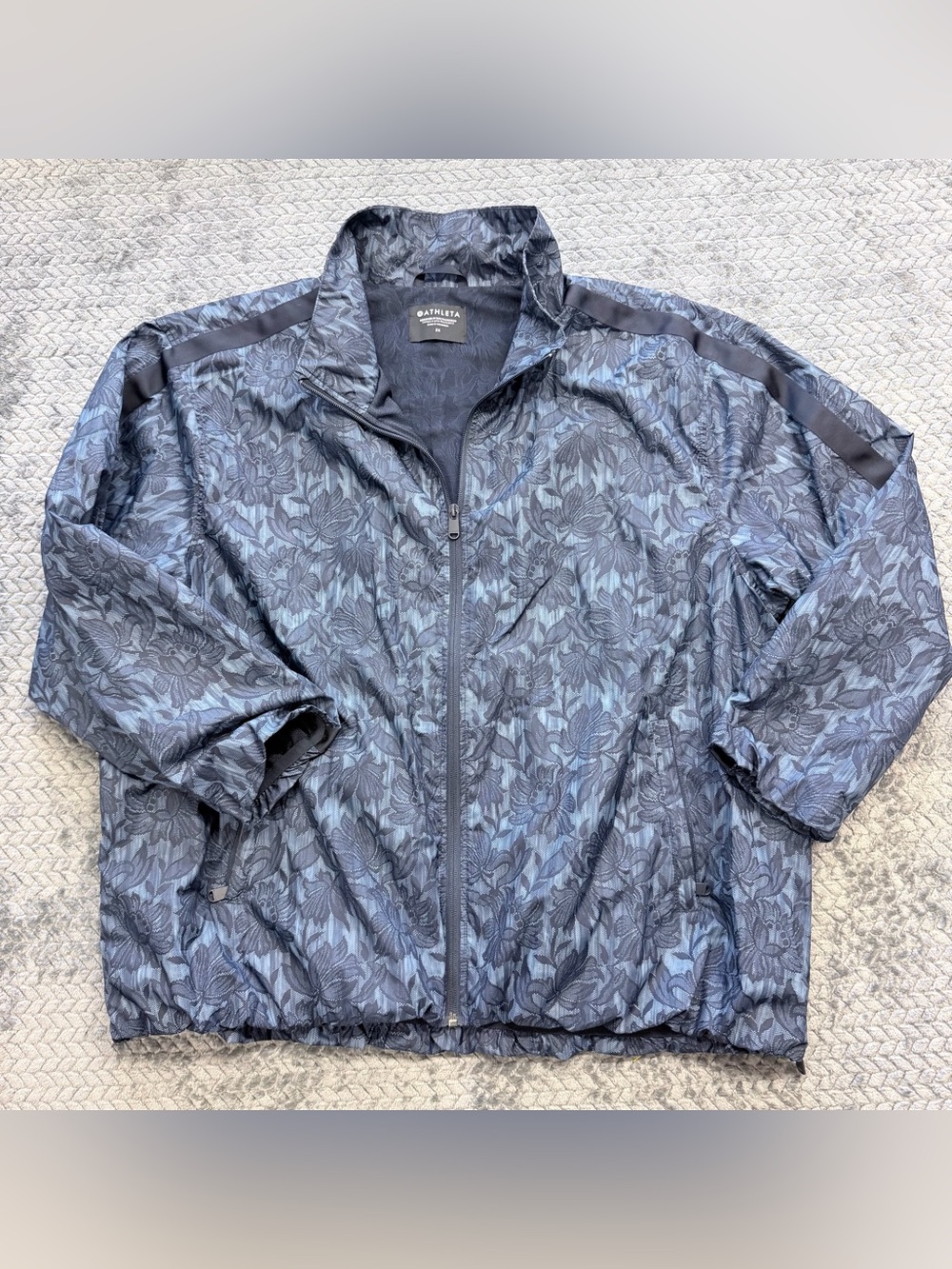 ATHLETA Sightseer Lace Jacket Women’s 2X Navy Black Floral Windbreaker Full Zip - Picture 4 of 14